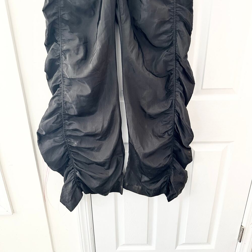 Kollyy Black Harajuku Nylon Baggy Ruched Gathered Y2K Windbreaker Pants Small - Picture 6 of 11